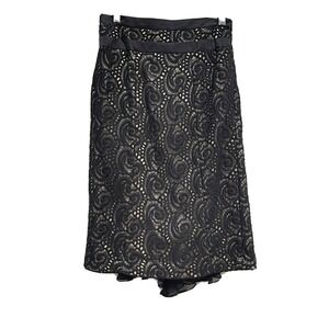 Etcetera Black Lace Overlay And‎ Tab Lined Evening Pencil Skirt Size 0